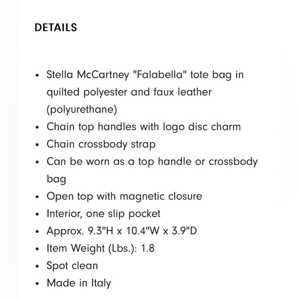 ❌SOLD❤️Stella McCartney NWT Falabella Mini Quilted Chain Tote Bag - Picture 10 of 10